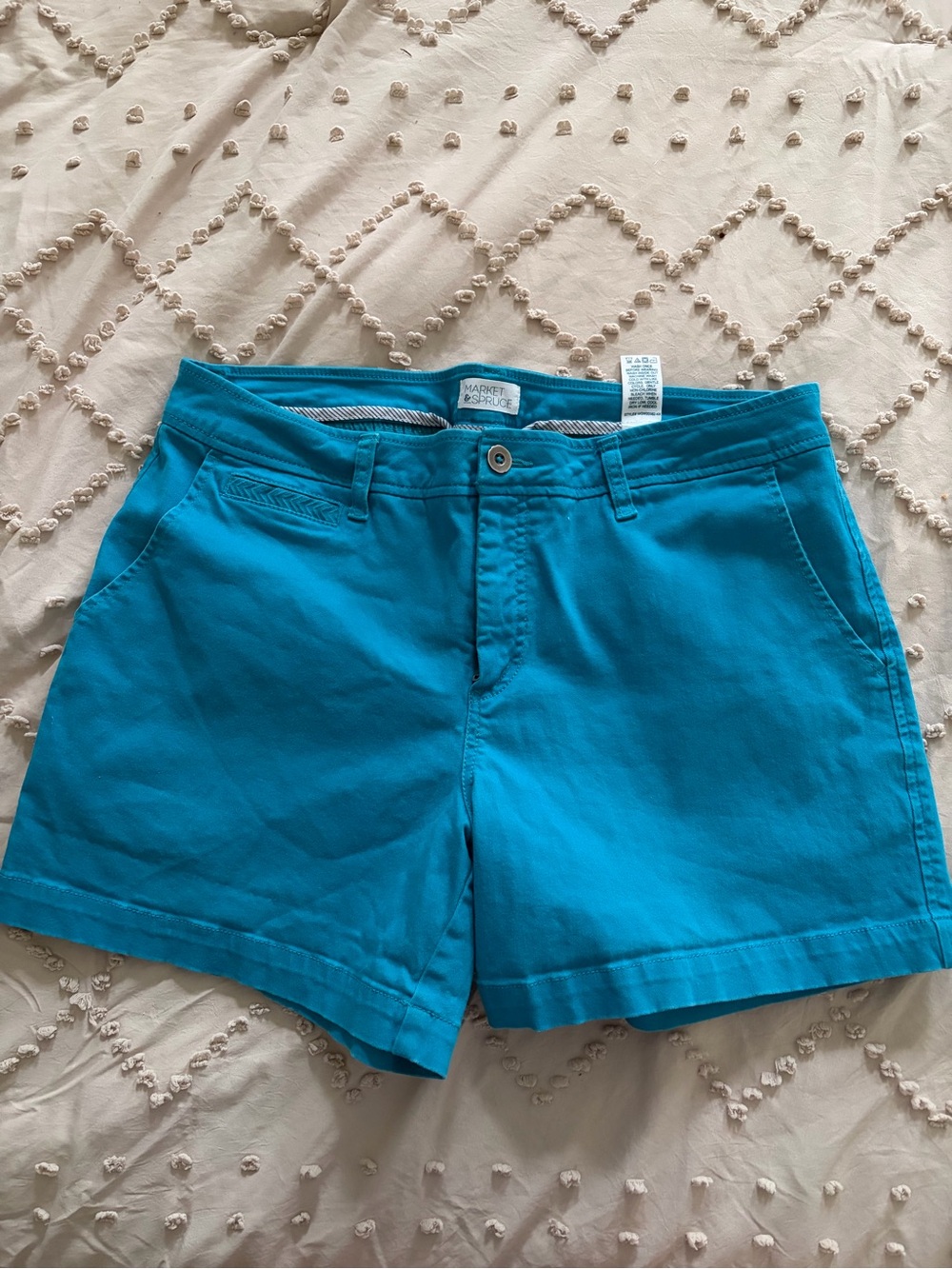 Market & Spruce Turquoise Blue Cotton Chino Shorts